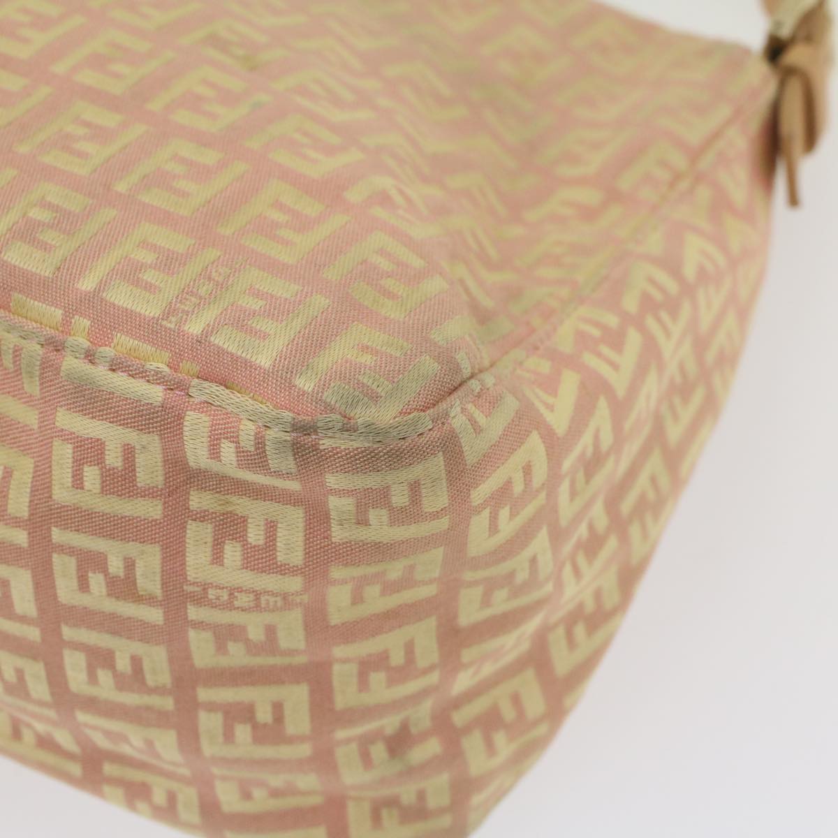 FENDI Zucchino Canvas Mamma Baguette Shoulder Bag Pink fm2757