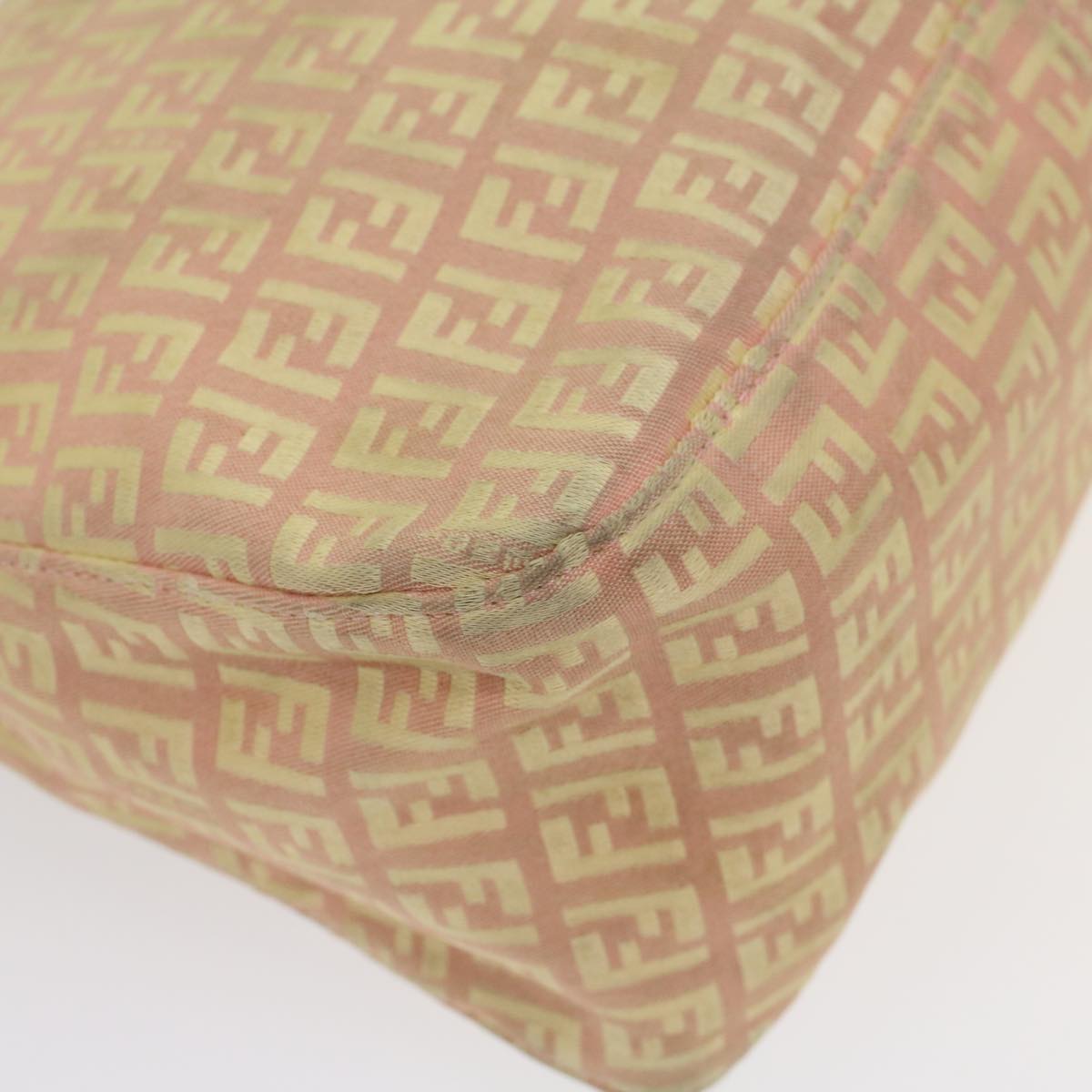 FENDI Zucchino Canvas Mamma Baguette Shoulder Bag Pink fm2757