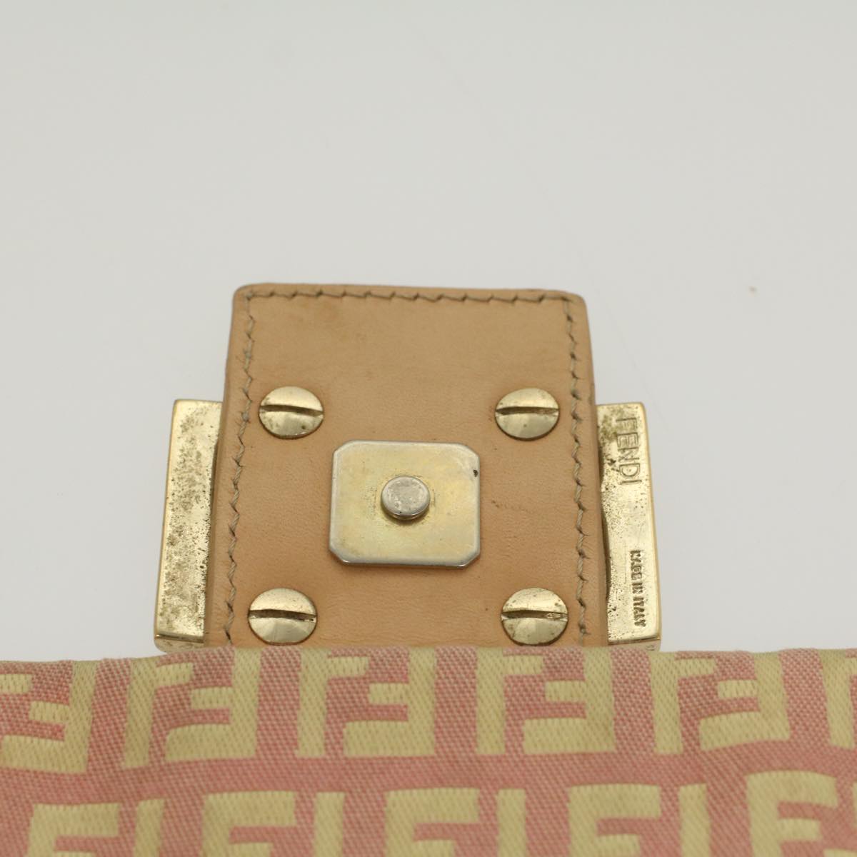 FENDI Zucchino Canvas Mamma Baguette Shoulder Bag Pink fm2757