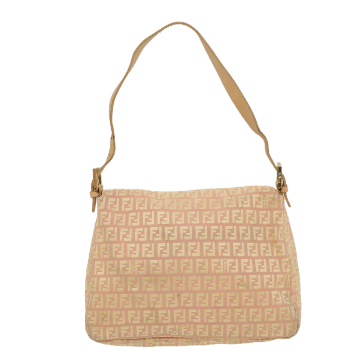 FENDI Zucchino Canvas Mamma Baguette Shoulder Bag Pink fm2757