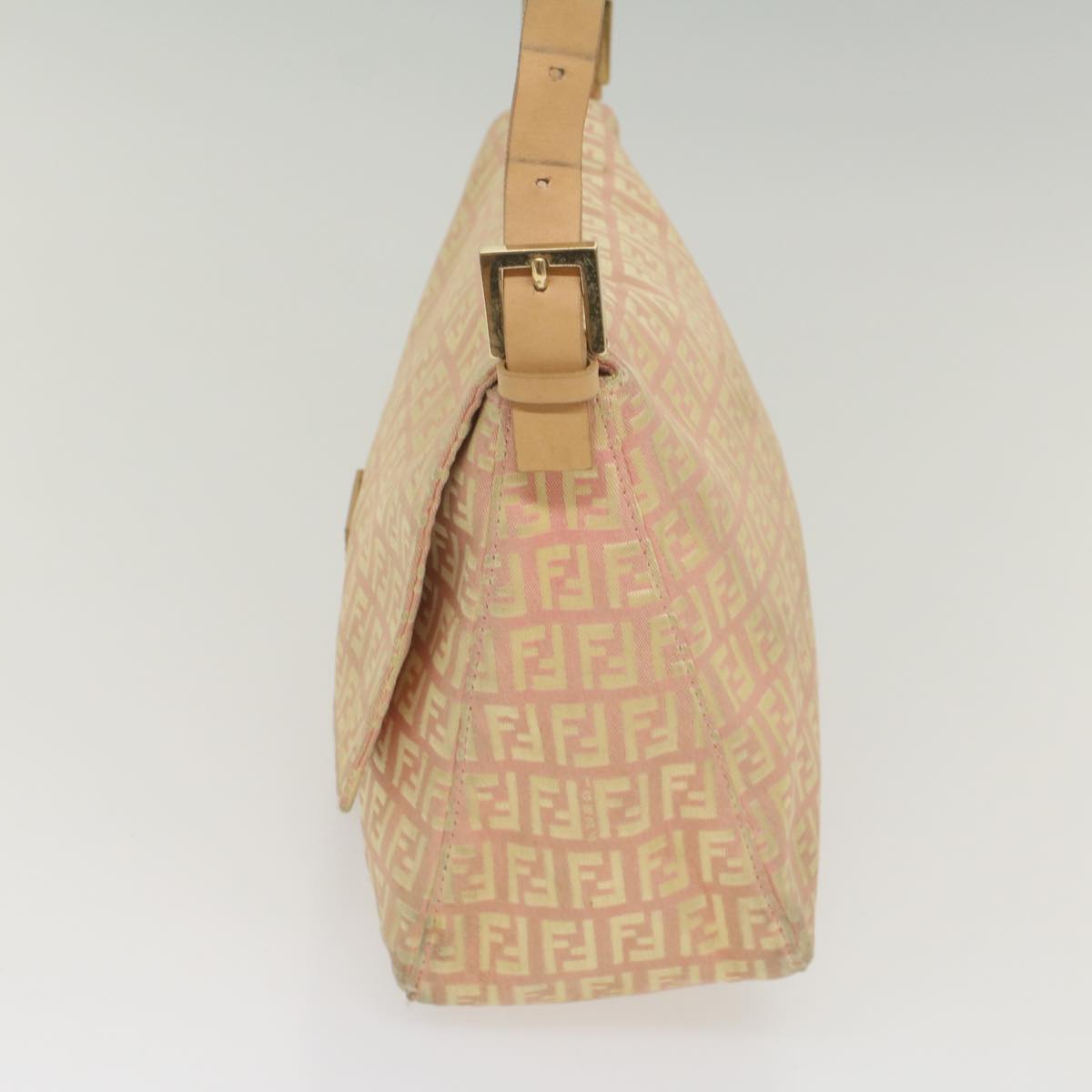 FENDI Zucchino Canvas Mamma Baguette Shoulder Bag Pink fm2757