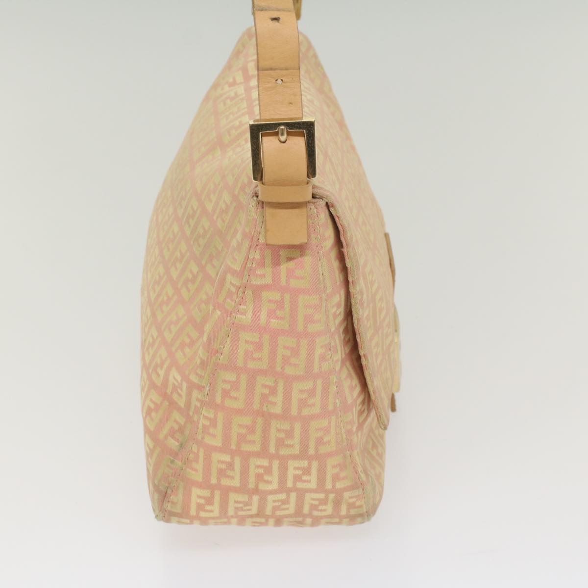 FENDI Zucchino Canvas Mamma Baguette Shoulder Bag Pink fm2757