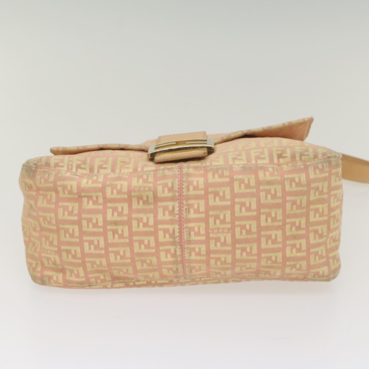 FENDI Zucchino Canvas Mamma Baguette Shoulder Bag Pink fm2757