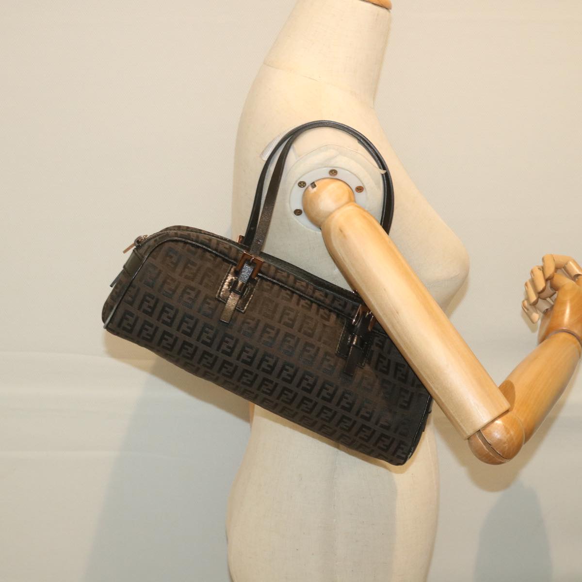 FENDI Zucchino Canvas Hand Bag Black fm2914