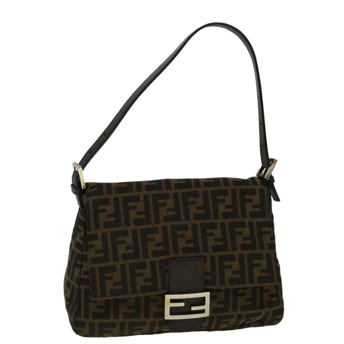 FENDI Zucca Canvas Mamma Baguette Shoulder Bag Brown fm2915
