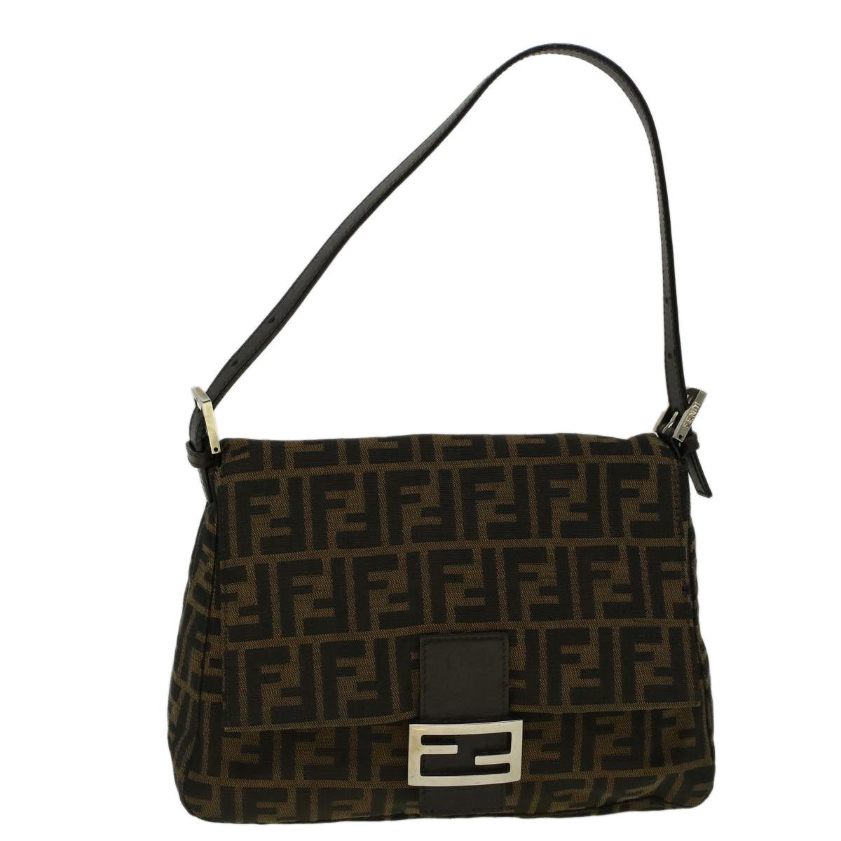 FENDI Zucca Canvas Mamma Baguette Shoulder Bag Brown fm2915