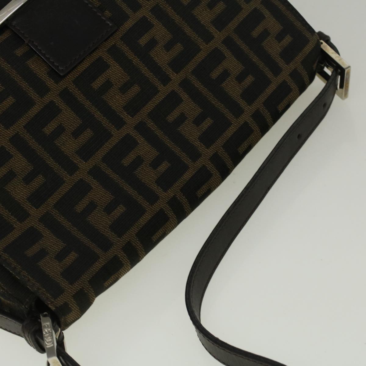 FENDI Zucca Canvas Mamma Baguette Shoulder Bag Brown fm2915