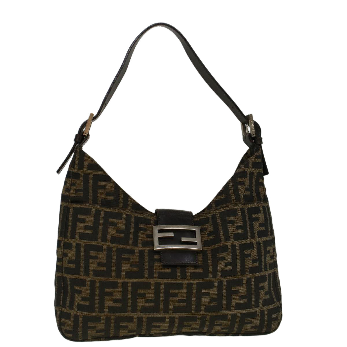 FENDI Zucca Canvas Mamma Baguette Hand Bag Brown fm2916