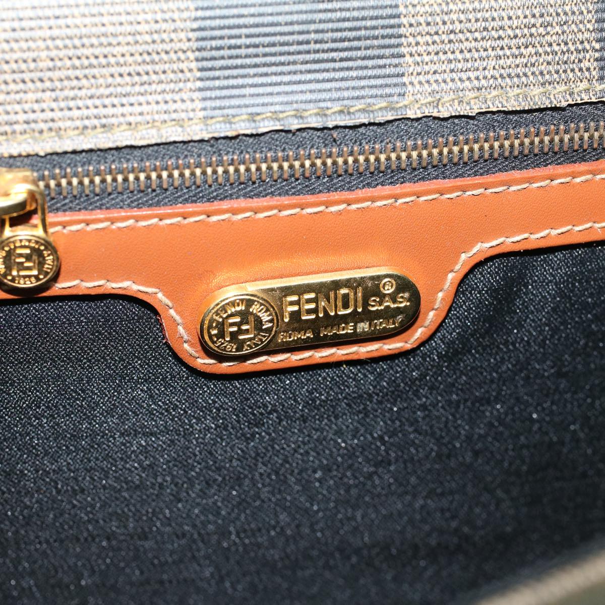 FENDI Pecan Canvas Hand Bag Coated Canvas 2way Brown fm2917
