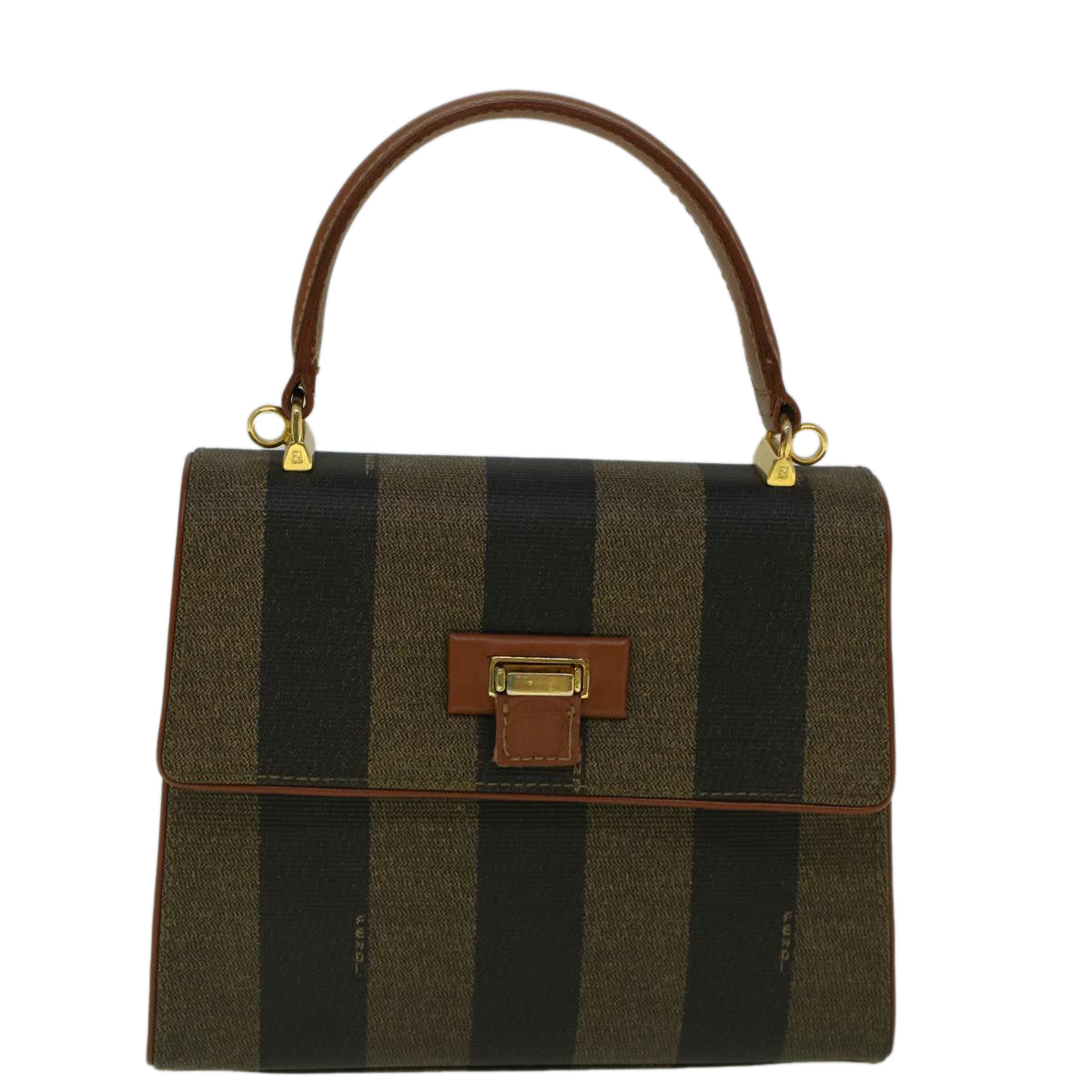 FENDI Pecan Canvas Hand Bag Coated Canvas 2way Brown fm2917