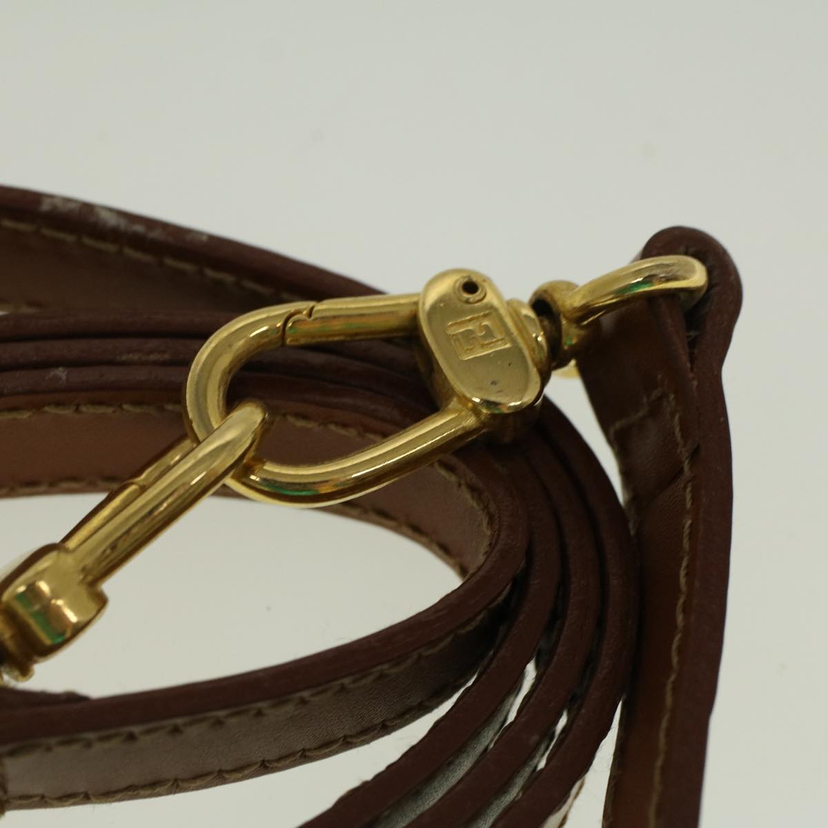 FENDI Pecan Canvas Hand Bag Coated Canvas 2way Brown fm2917
