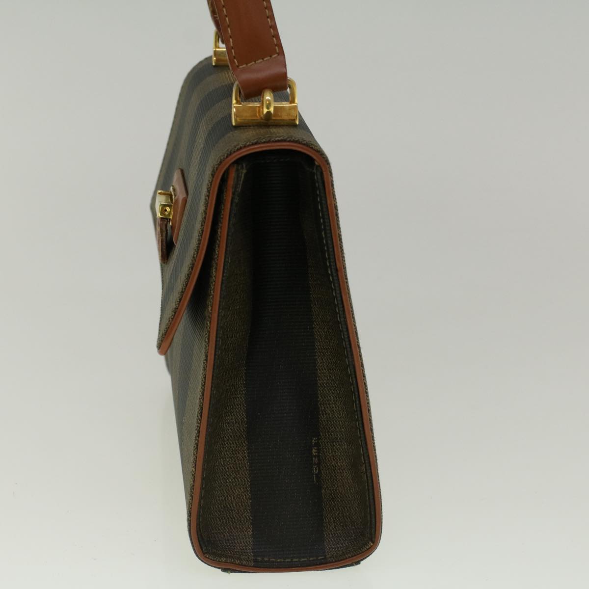 FENDI Pecan Canvas Hand Bag Coated Canvas 2way Brown fm2917