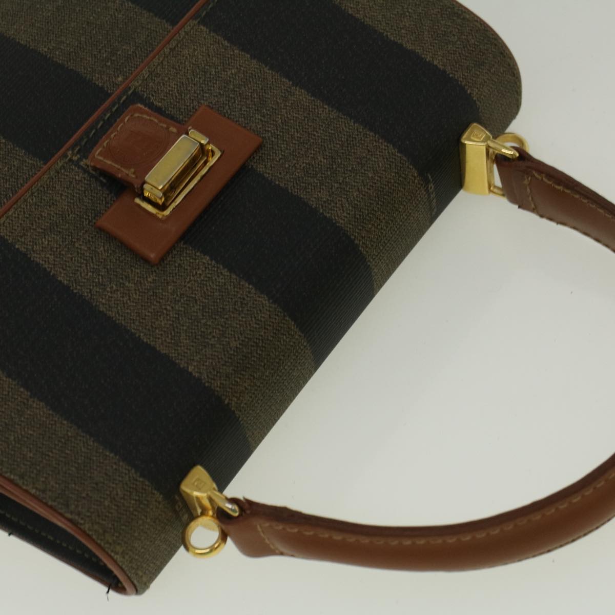 FENDI Pecan Canvas Hand Bag Coated Canvas 2way Brown fm2917
