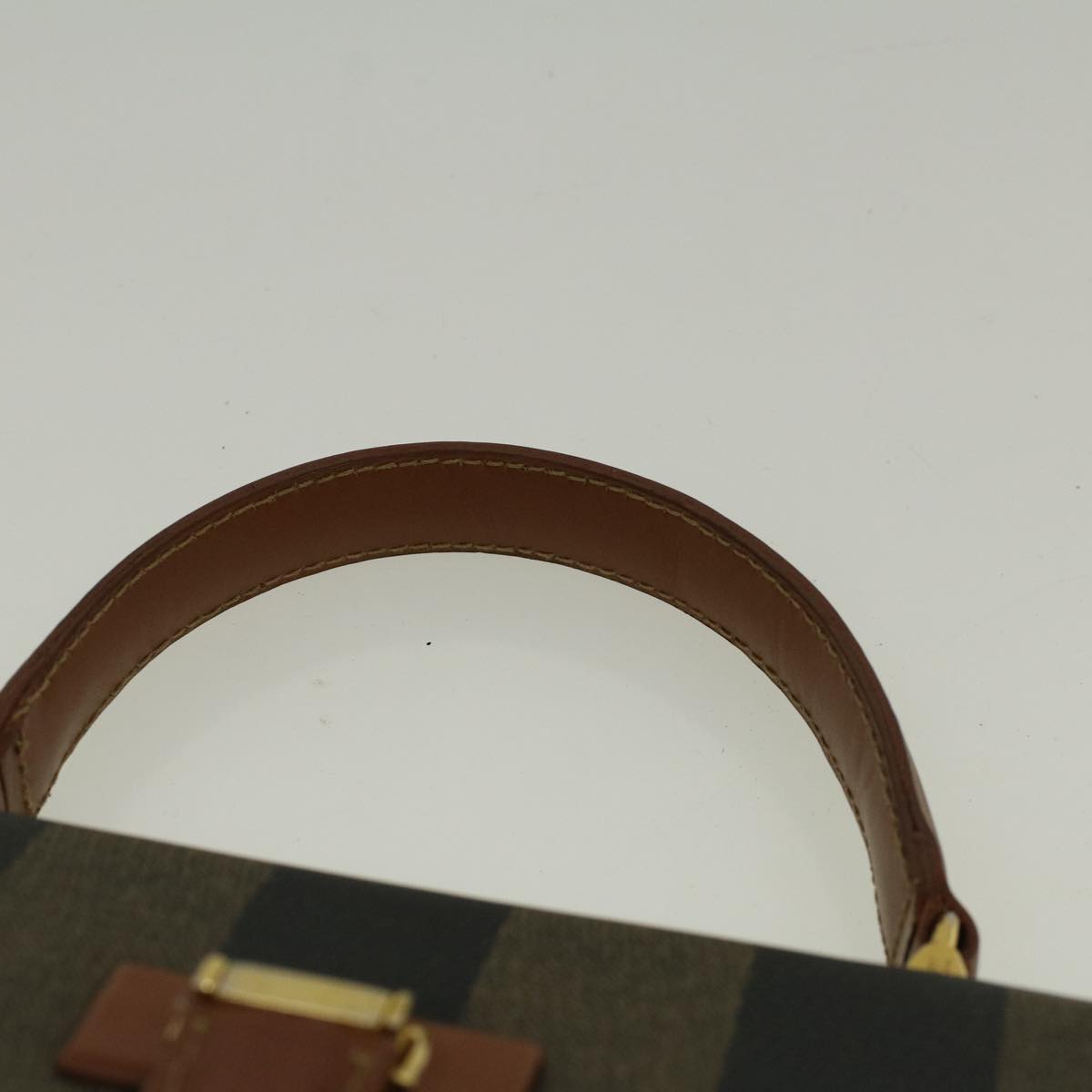 FENDI Pecan Canvas Hand Bag Coated Canvas 2way Brown fm2917