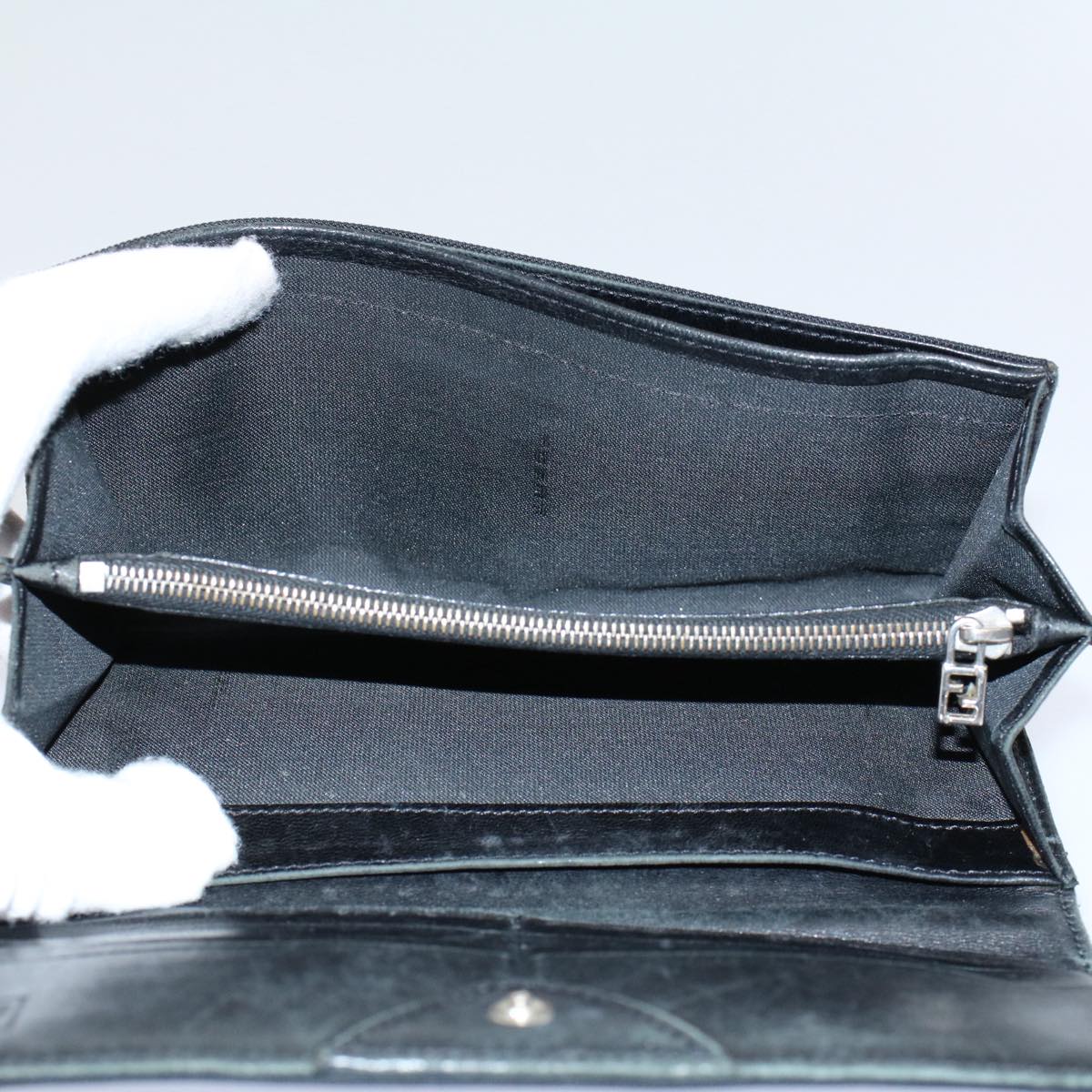 FENDI Zucchino Pequin Canvas Wallet Nylon 9Set Beige Black fm2985