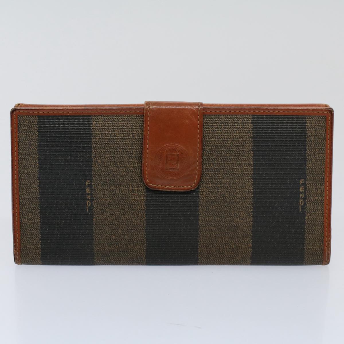 FENDI Zucchino Pequin Canvas Wallet Nylon 9Set Beige Black fm2985