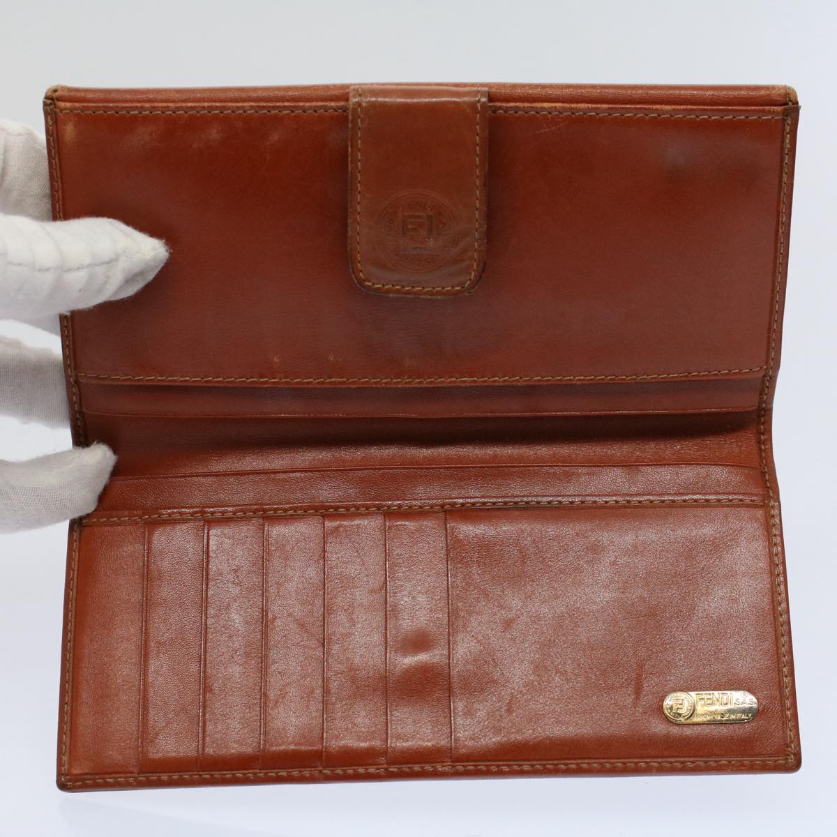 FENDI Zucchino Pequin Canvas Wallet Nylon 9Set Beige Black fm2985
