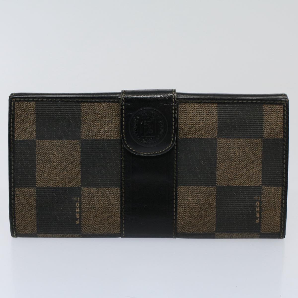 FENDI Zucchino Pequin Canvas Wallet Nylon 9Set Beige Black fm2985