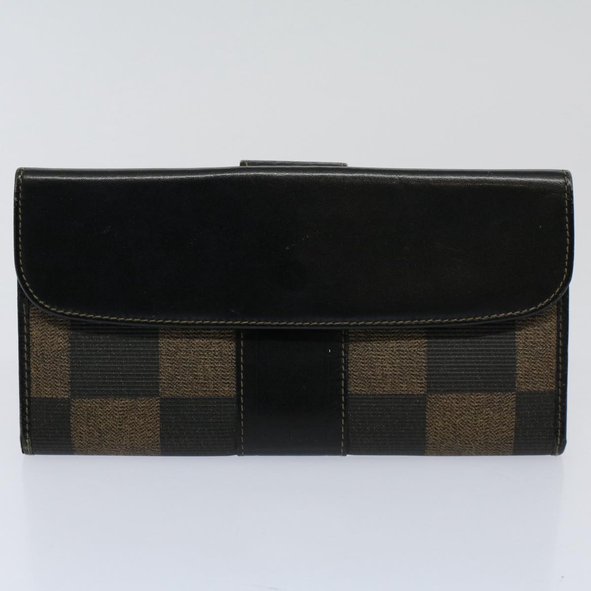 FENDI Zucchino Pequin Canvas Wallet Nylon 9Set Beige Black fm2985