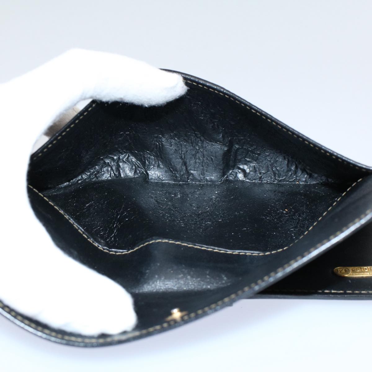 FENDI Zucchino Pequin Canvas Wallet Nylon 9Set Beige Black fm2985