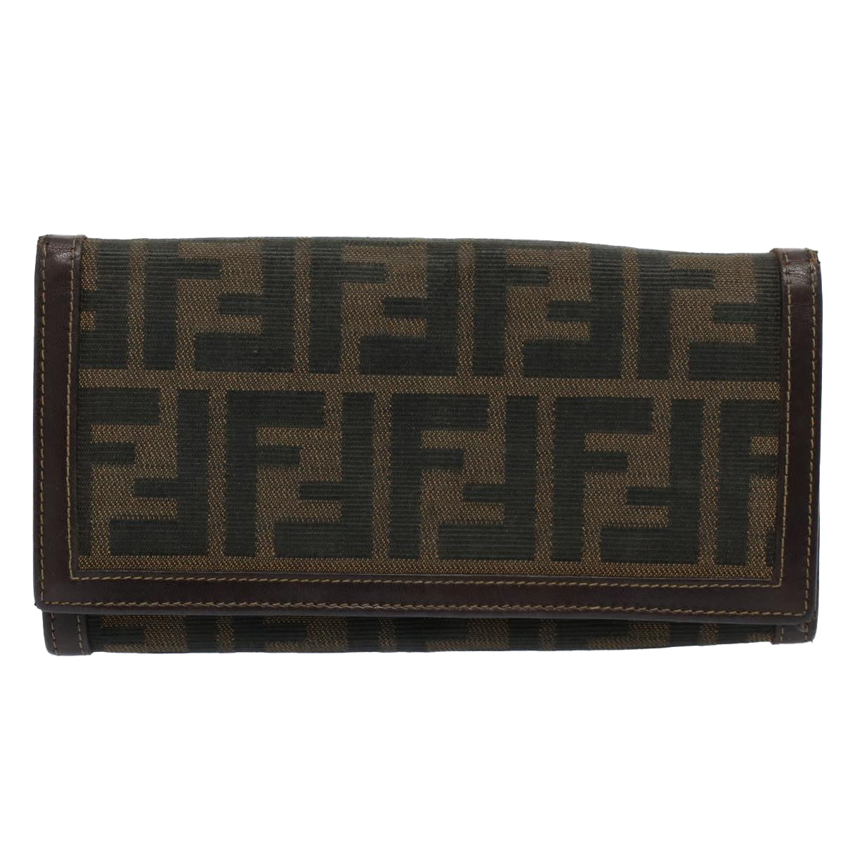 FENDI Zucchino Pequin Canvas Wallet Nylon 9Set Beige Black fm2985