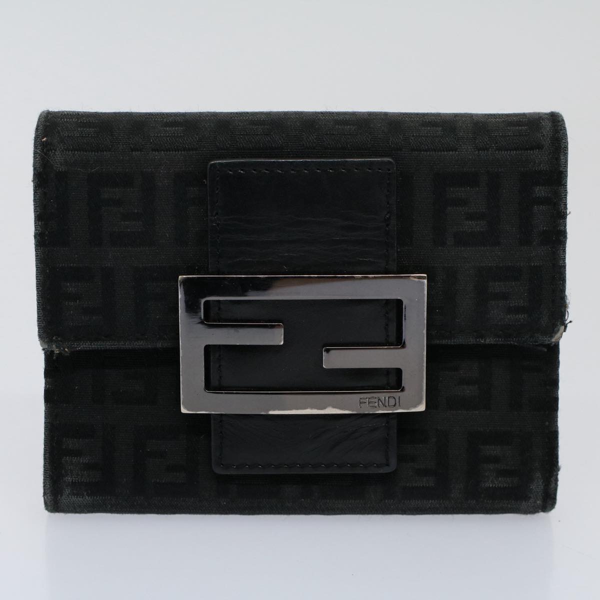 FENDI Zucchino Pequin Canvas Wallet Nylon 9Set Beige Black fm2985