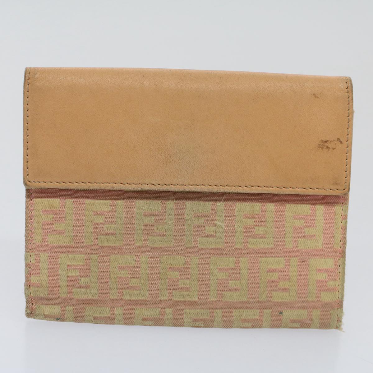 FENDI Zucchino Pequin Canvas Wallet Nylon 9Set Beige Black fm2985