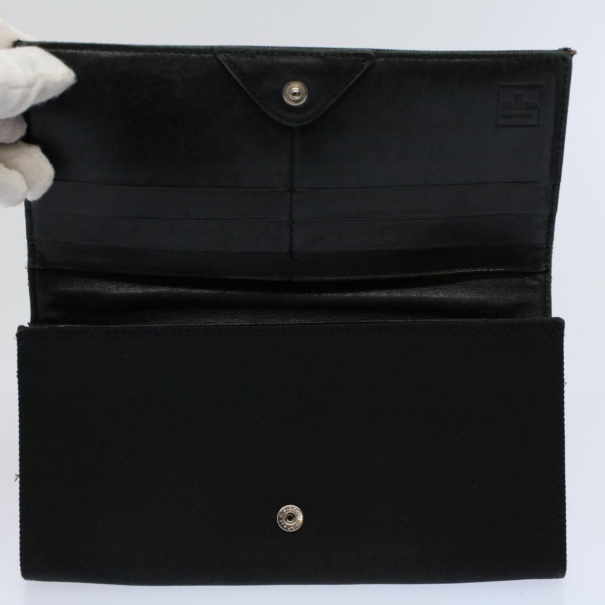 FENDI Zucchino Pequin Canvas Wallet Nylon 9Set Beige Black fm2985