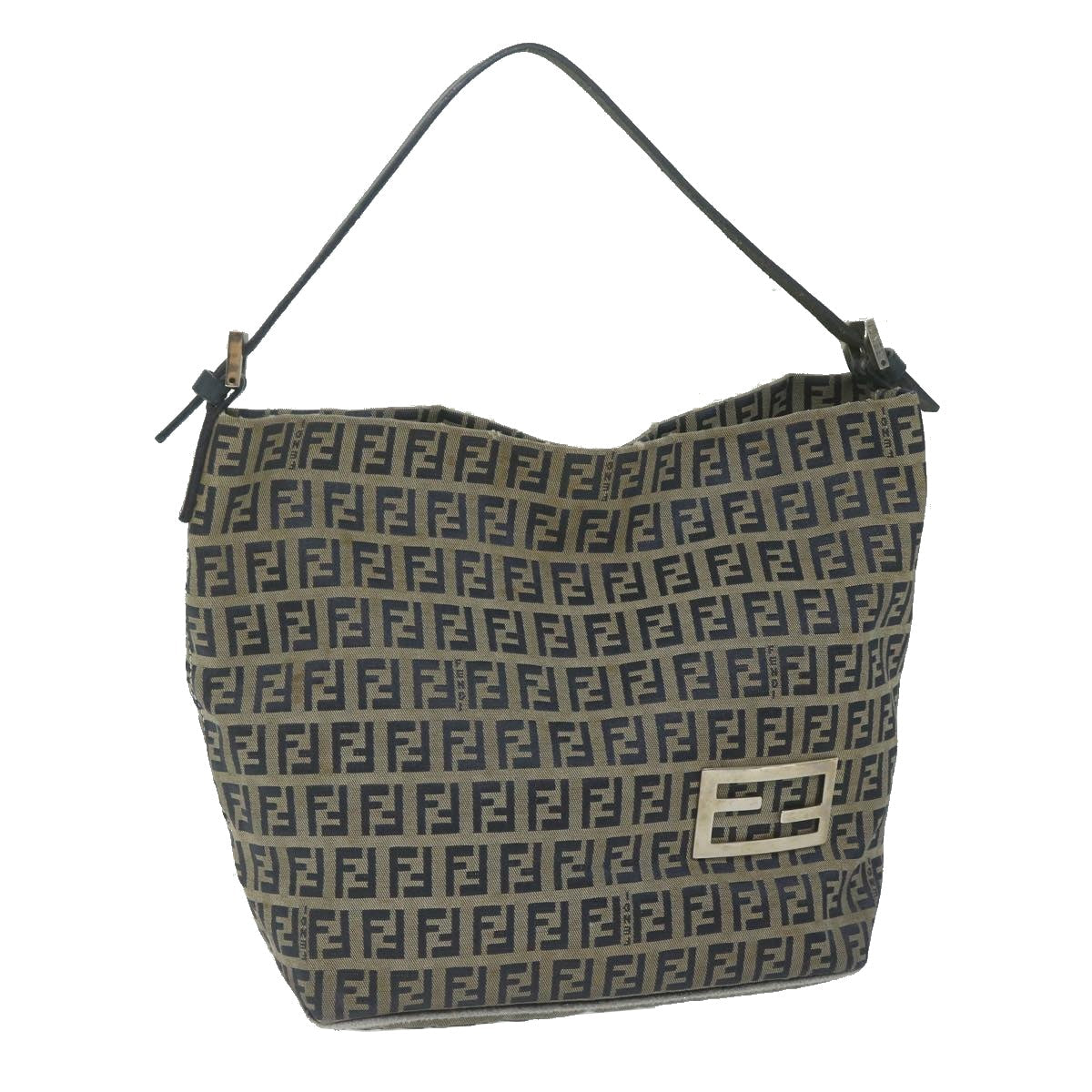 FENDI Zucchino Canvas Shoulder Bag Navy fm3014