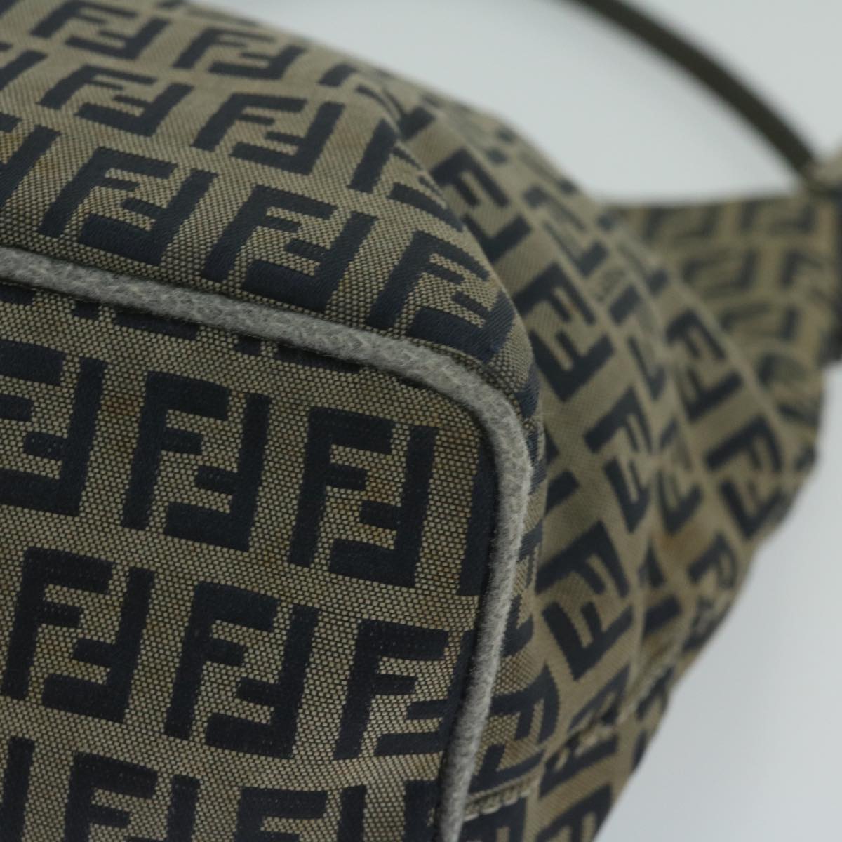 FENDI Zucchino Canvas Shoulder Bag Navy fm3014