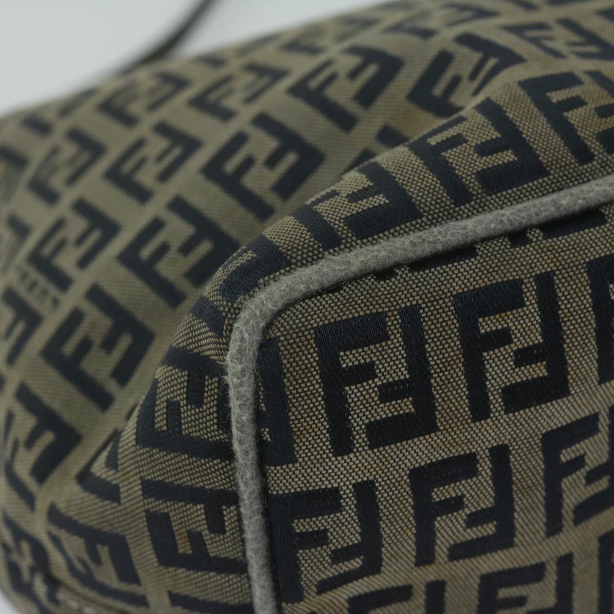 FENDI Zucchino Canvas Shoulder Bag Navy fm3014