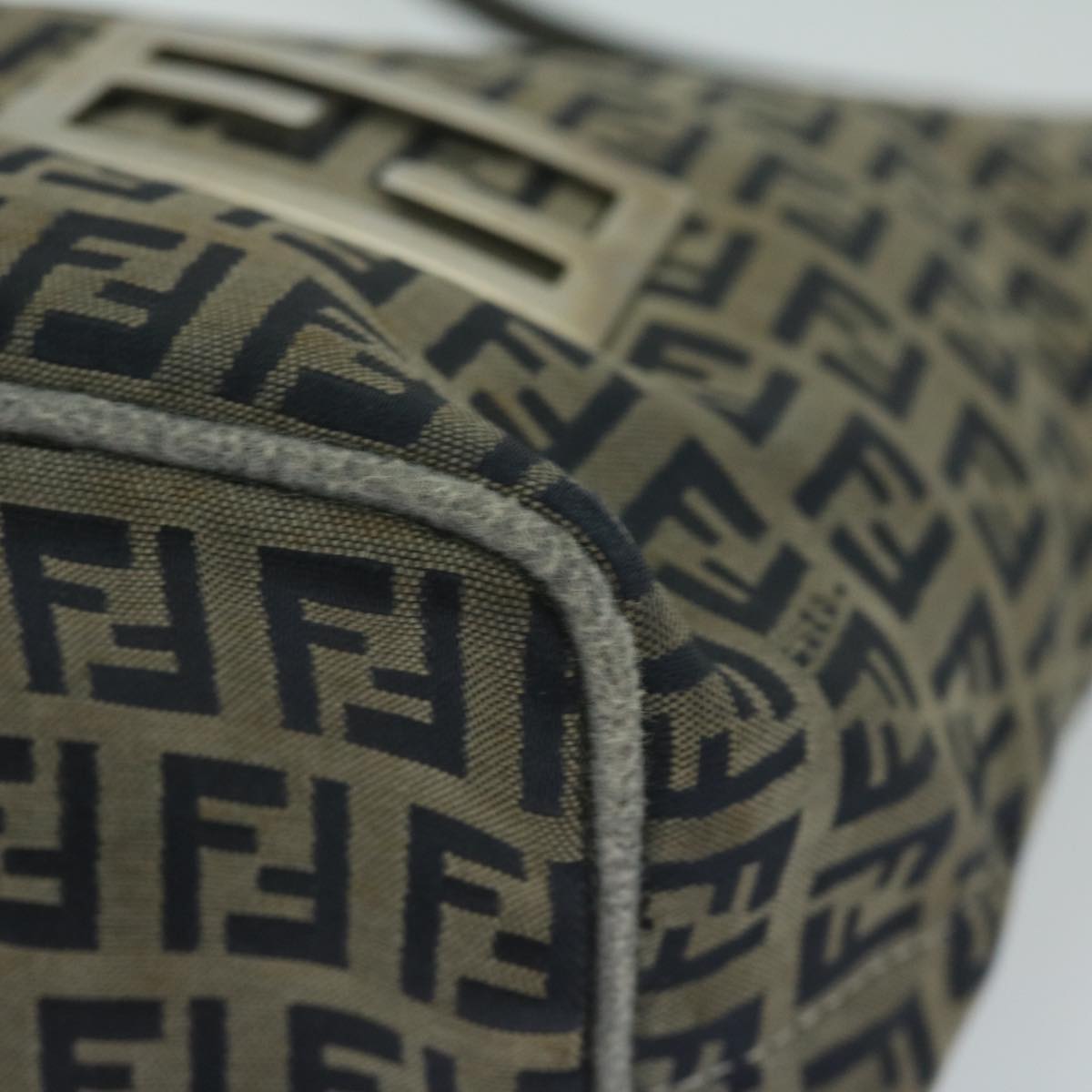 FENDI Zucchino Canvas Shoulder Bag Navy fm3014