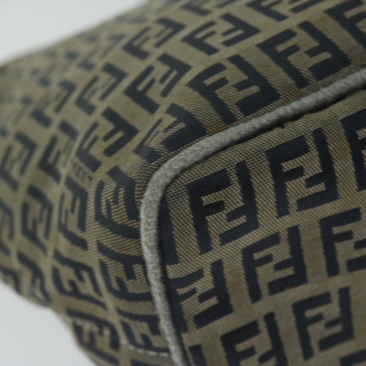 FENDI Zucchino Canvas Shoulder Bag Navy fm3014