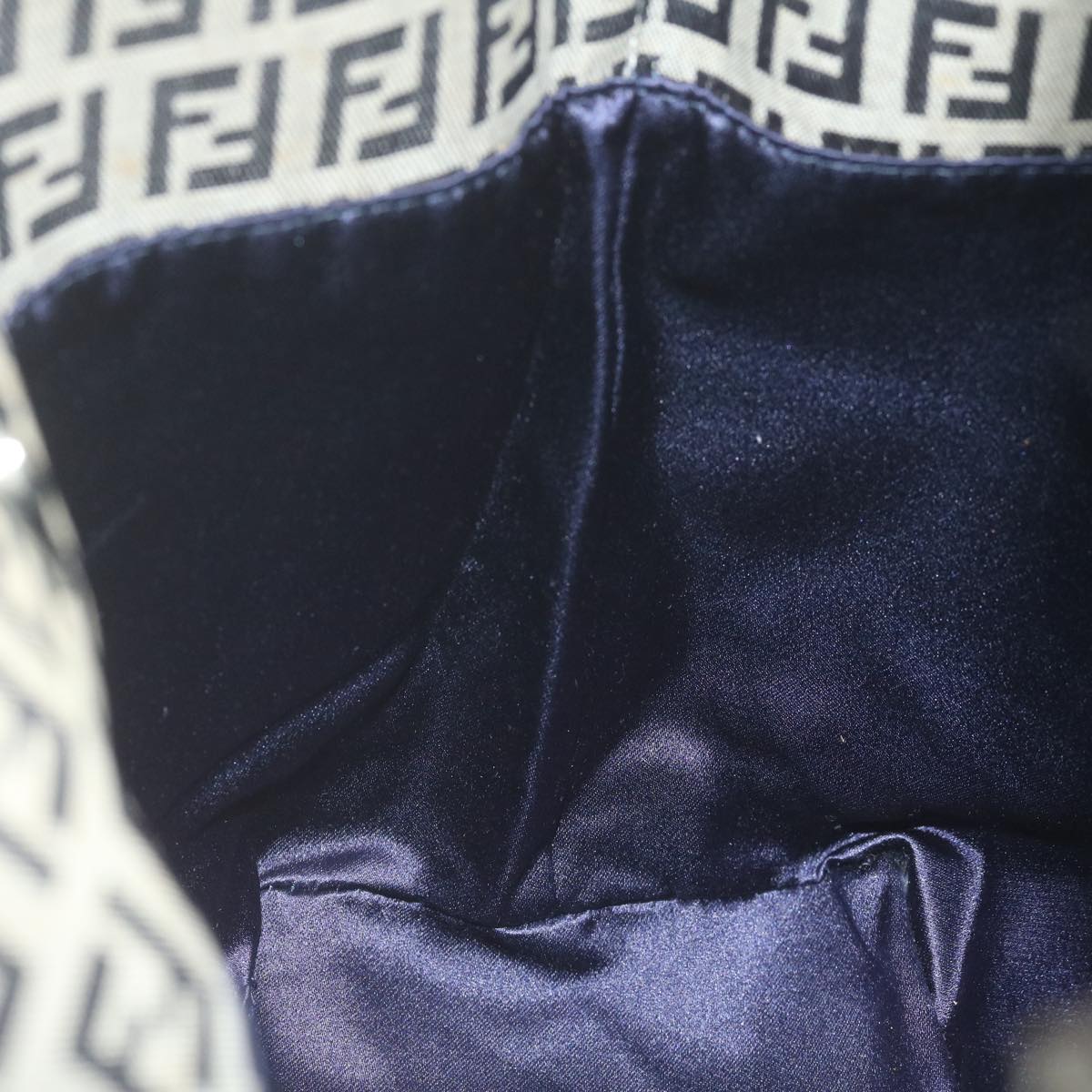 FENDI Zucchino Canvas Shoulder Bag Navy fm3014