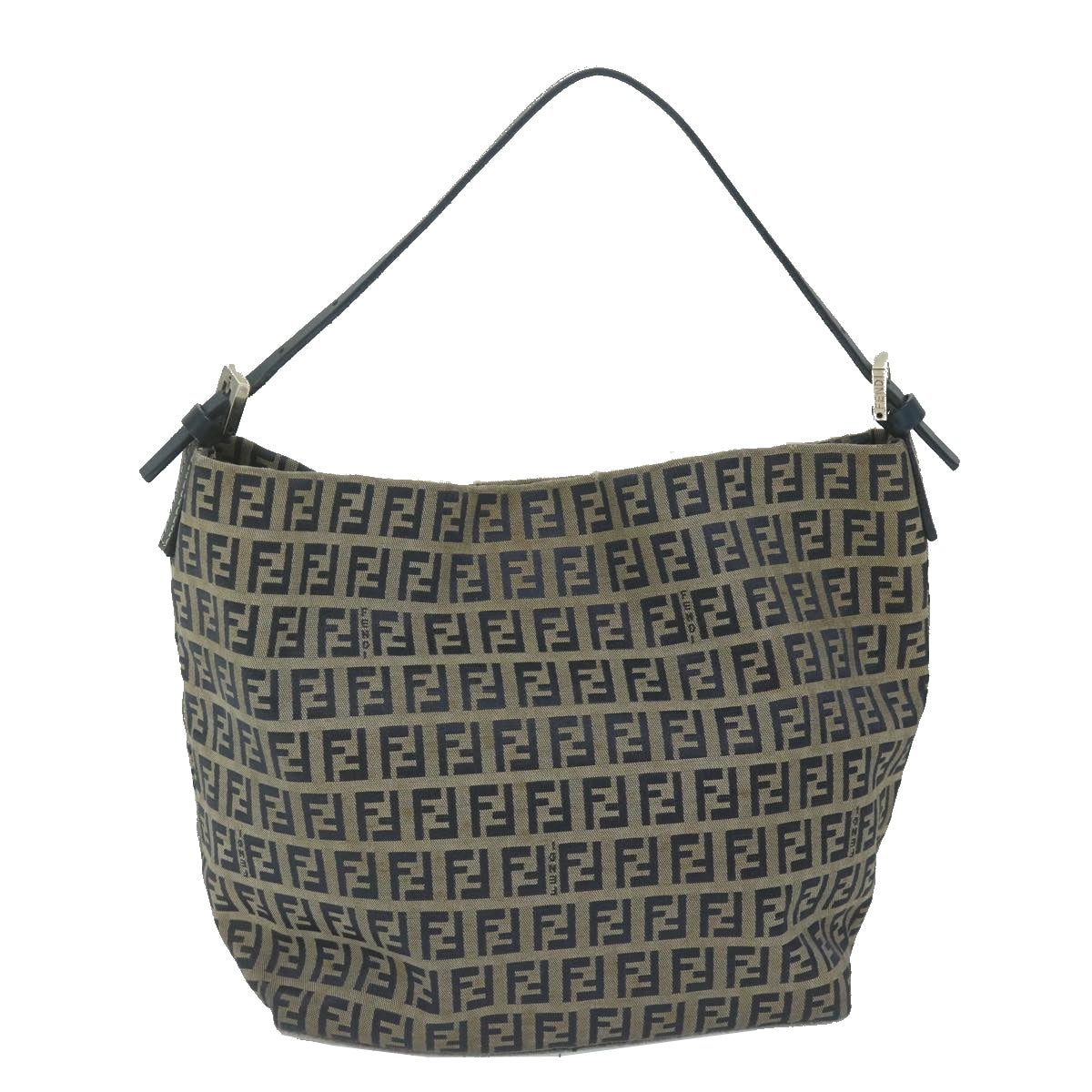 FENDI Zucchino Canvas Shoulder Bag Navy fm3014