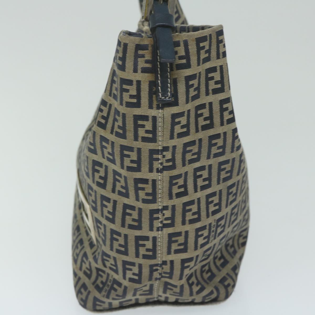 FENDI Zucchino Canvas Shoulder Bag Navy fm3014