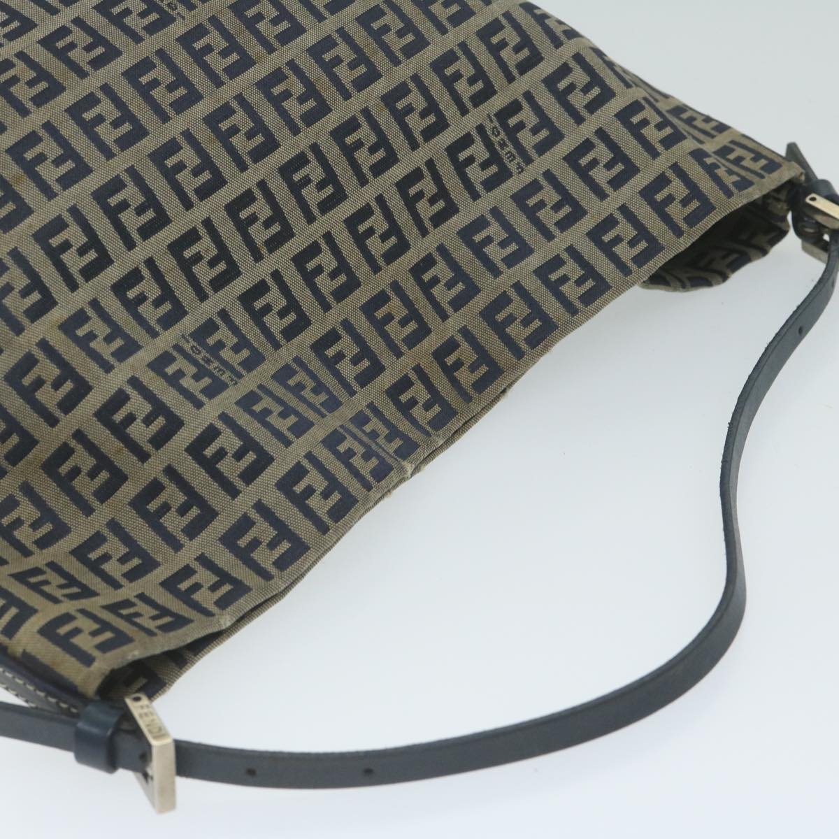 FENDI Zucchino Canvas Shoulder Bag Navy fm3014