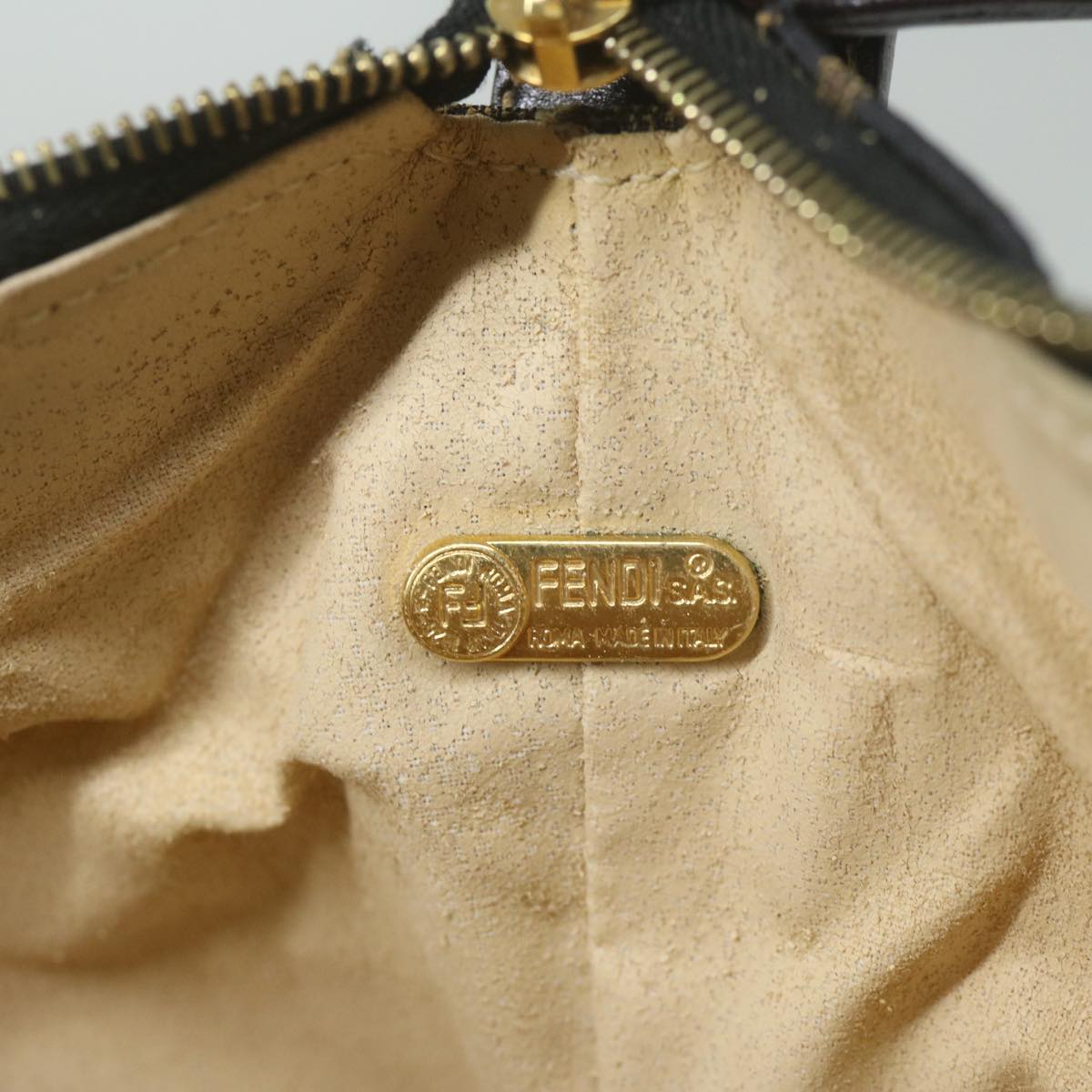 FENDI Zucca Canvas Hand Bag Black Brown fm3015