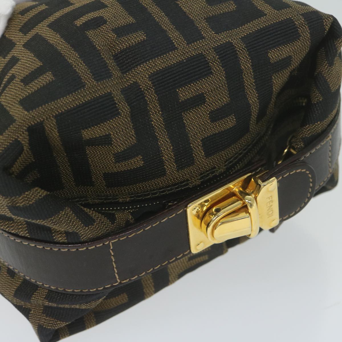 FENDI Zucca Canvas Hand Bag Black Brown fm3015