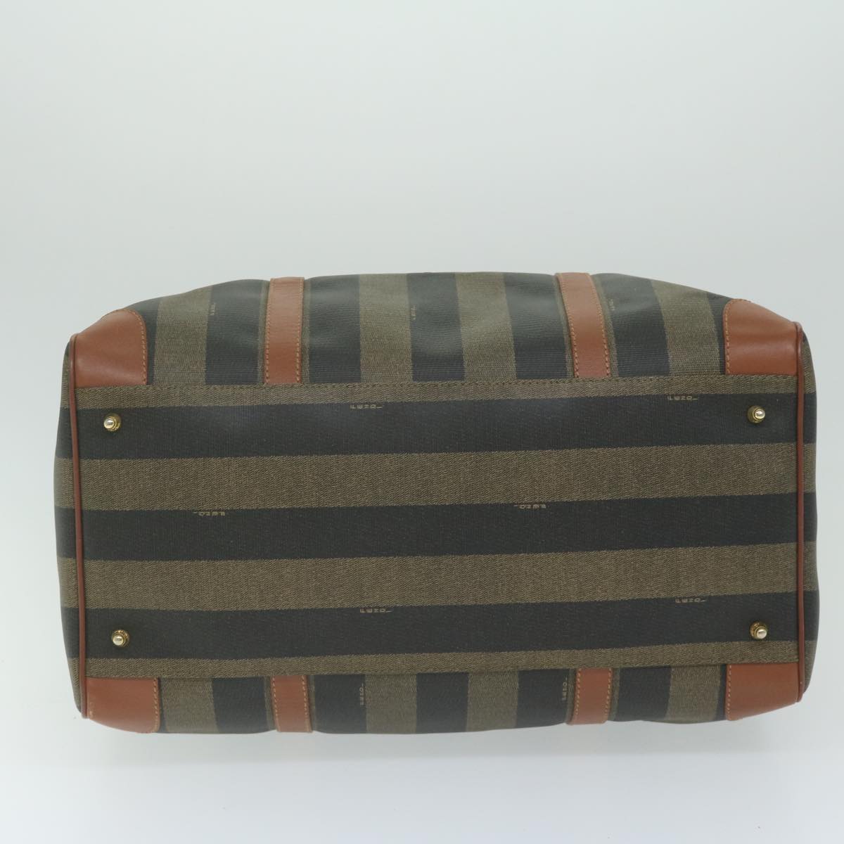 FENDI Pecan Canvas Boston Bag PVC Brown Khaki fm3027