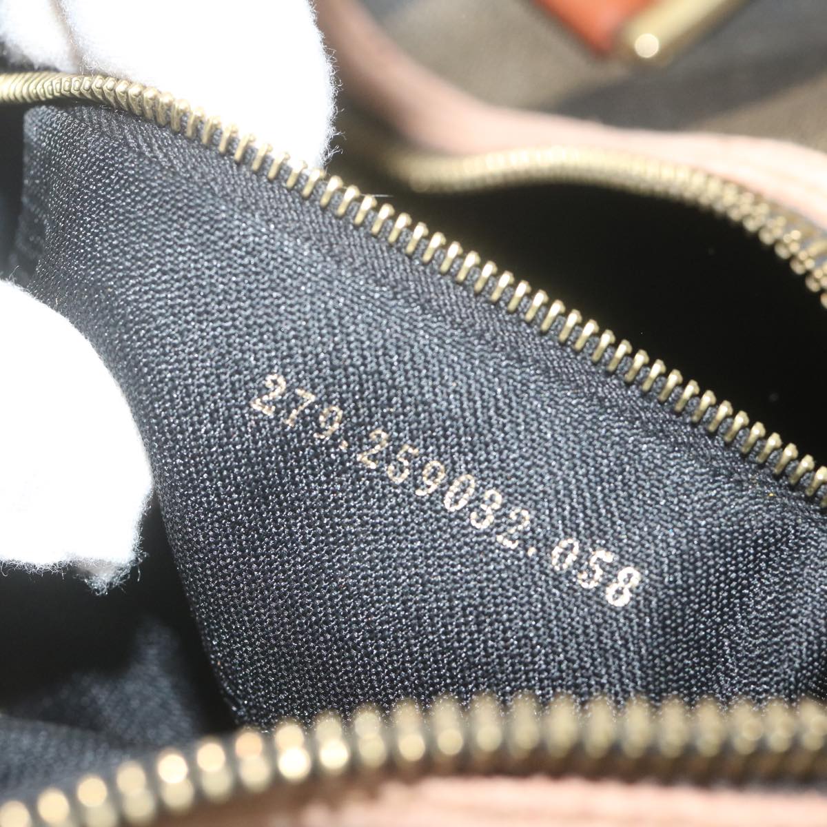 FENDI Pecan Canvas Boston Bag PVC Brown Khaki fm3027