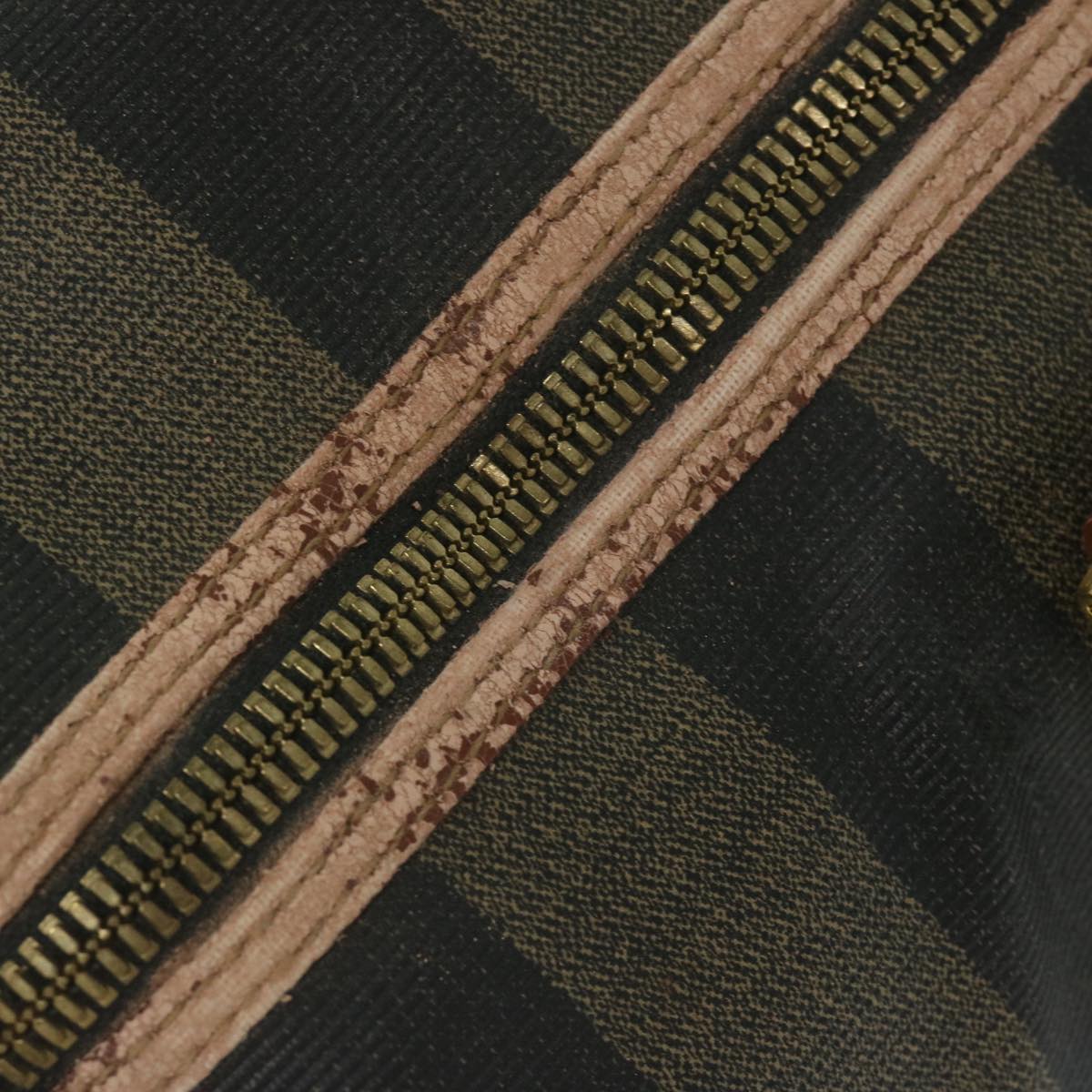 FENDI Pecan Canvas Boston Bag PVC Brown Khaki fm3027