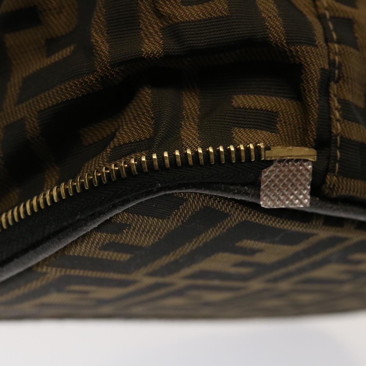 FENDI Zucca Canvas Vanity Pouch Brown Black fm3154