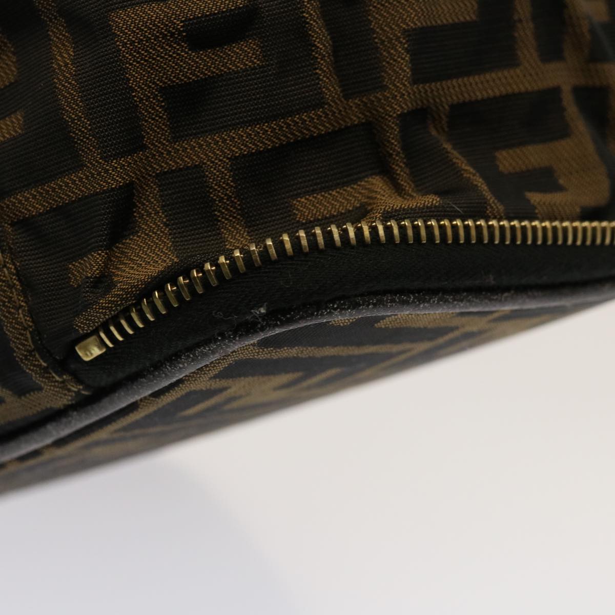 FENDI Zucca Canvas Vanity Pouch Brown Black fm3154