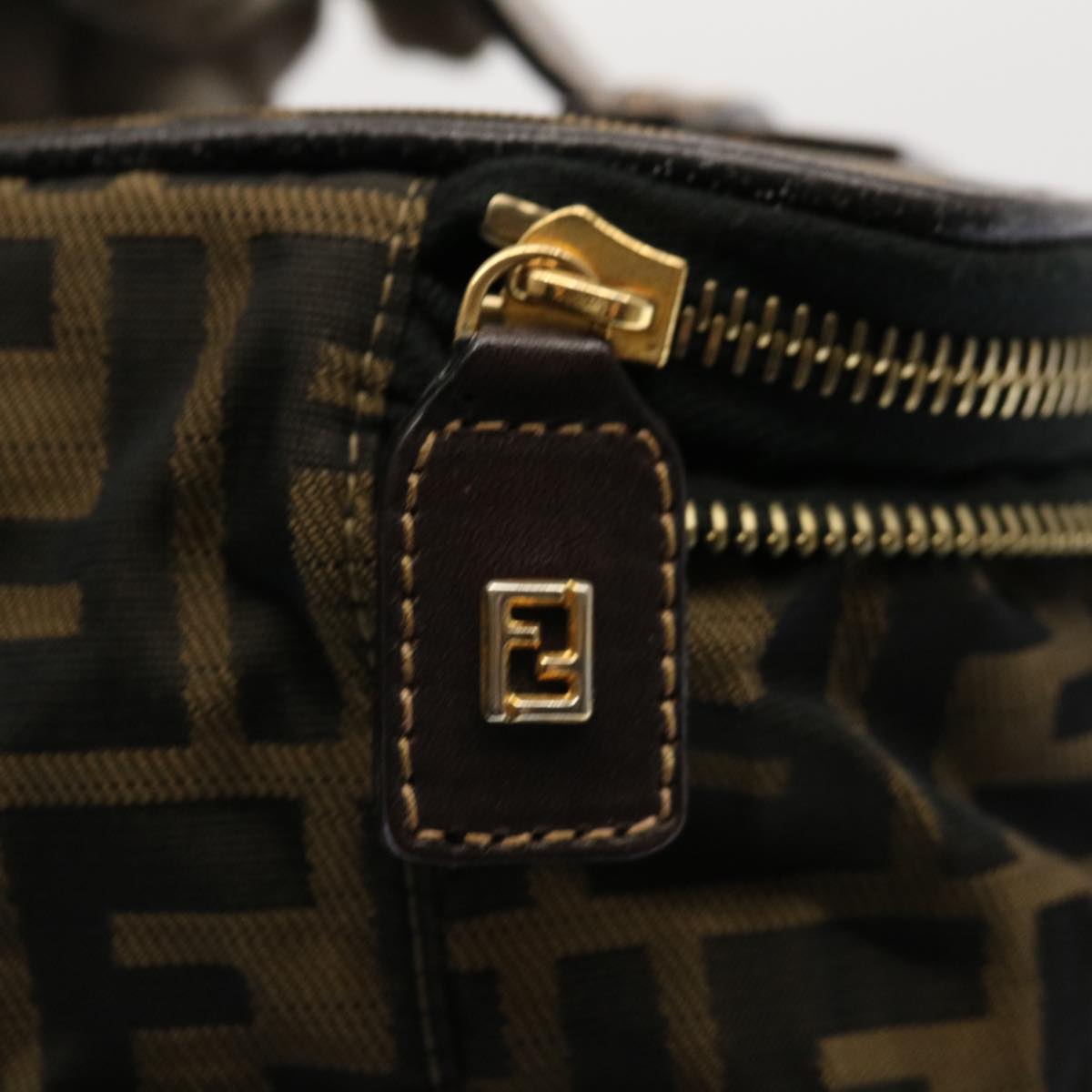 FENDI Zucca Canvas Vanity Pouch Brown Black fm3154