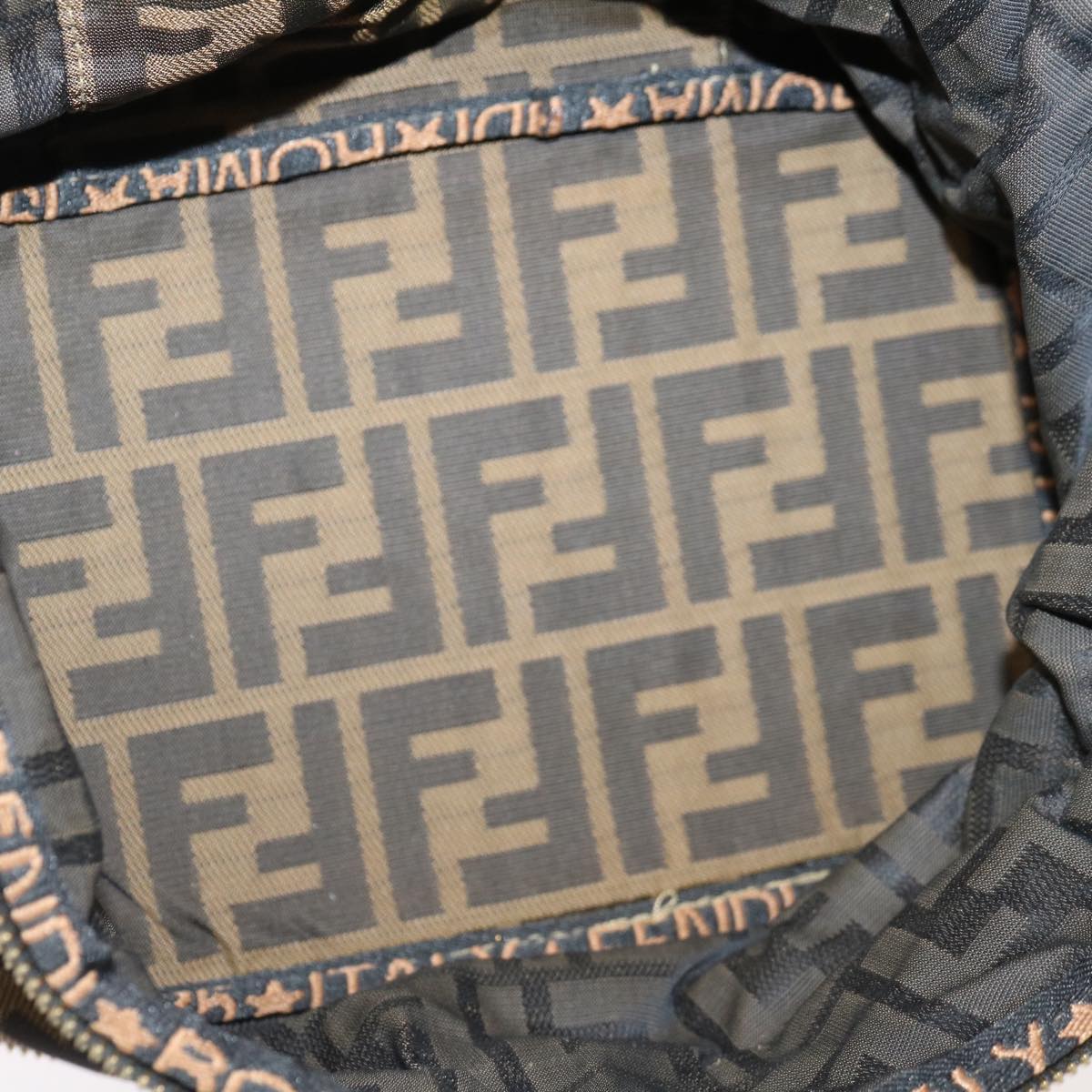 FENDI Zucca Canvas Vanity Pouch Brown Black fm3154
