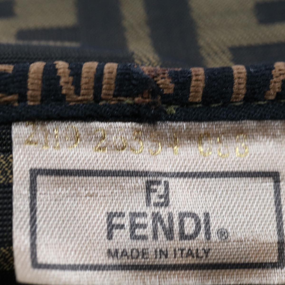 FENDI Zucca Canvas Vanity Pouch Brown Black fm3154