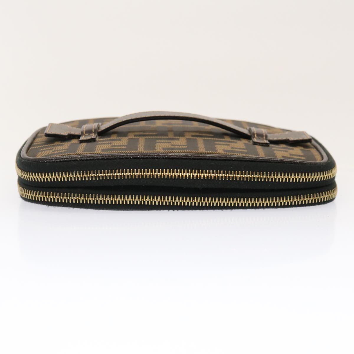 FENDI Zucca Canvas Vanity Pouch Brown Black fm3154