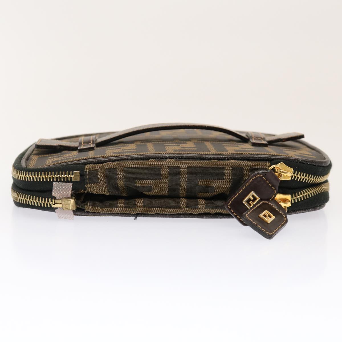 FENDI Zucca Canvas Vanity Pouch Brown Black fm3154