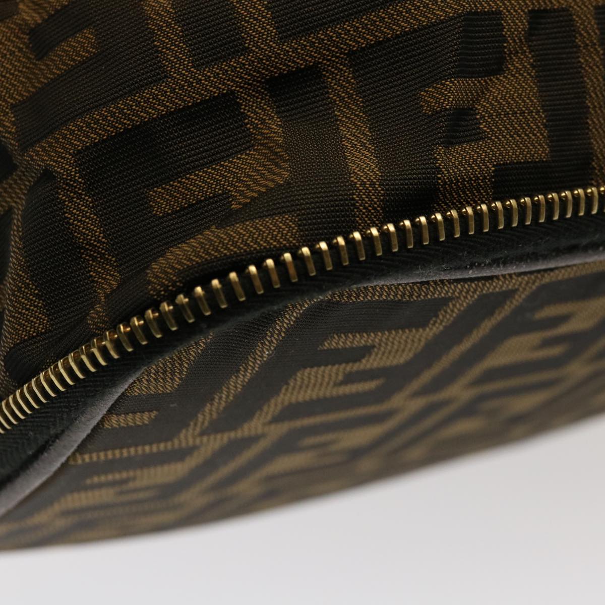 FENDI Zucca Canvas Vanity Pouch Brown Black fm3154